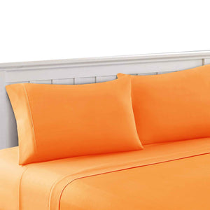 0.2" x 81" x 96" Microfiber Orange 4 Piece Full Size Microfiber Sheet Set