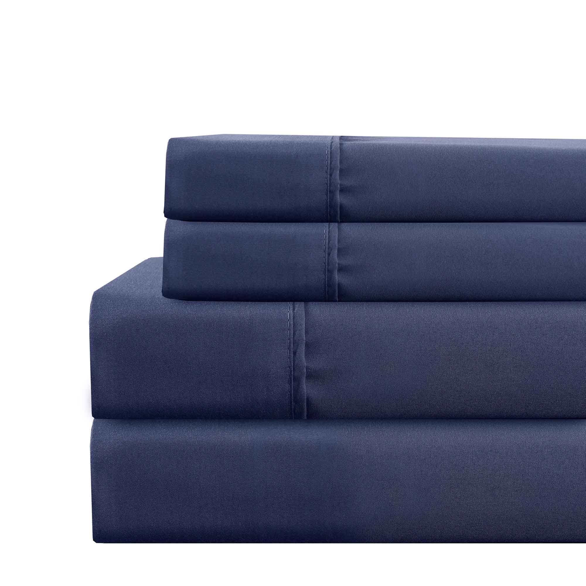 0.2" x 66" x 96" Microfiber Blue 3 Piece Polyester Twin XL Size Sheet Set