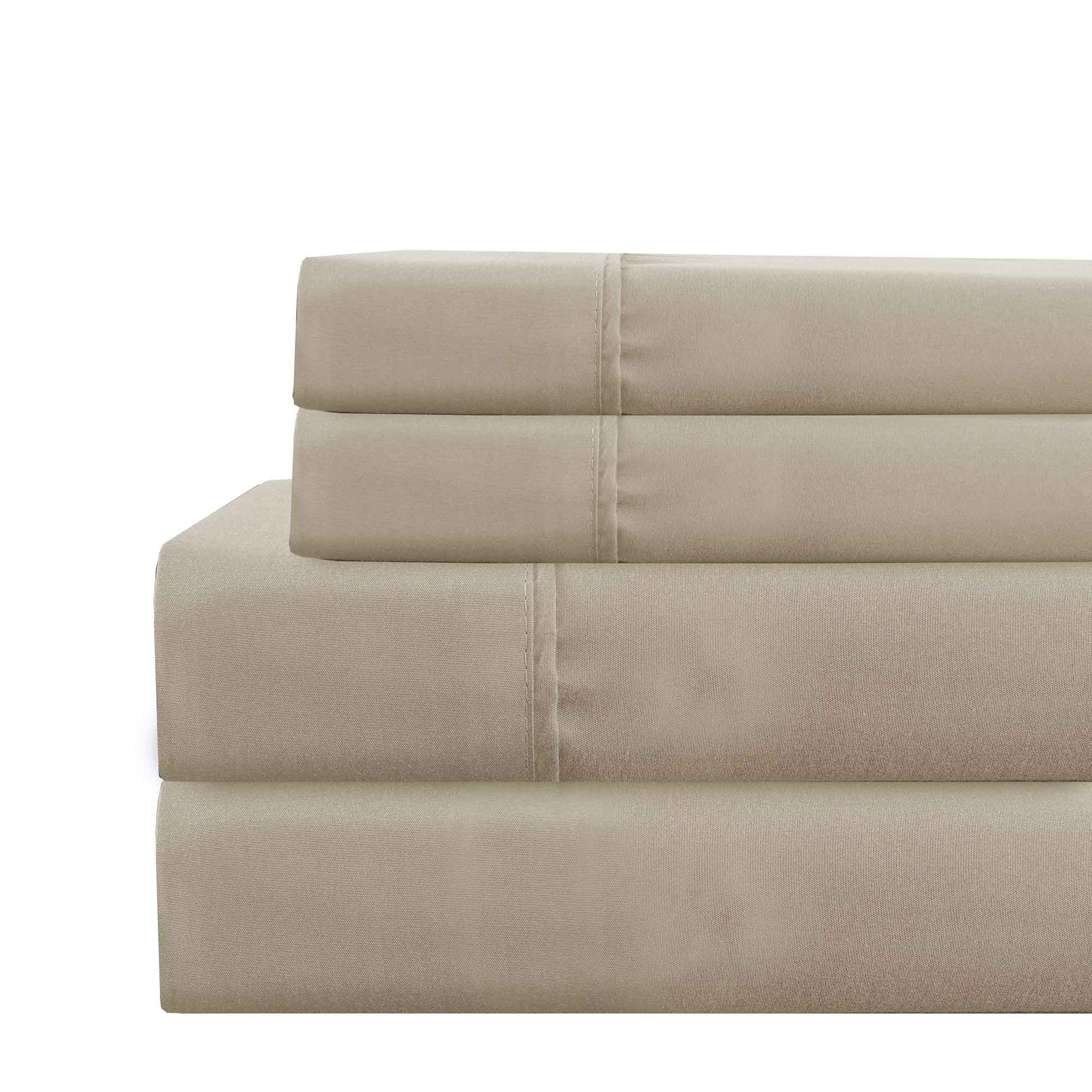 0.2" x 66" x 96" Polyester Brown 3 Piece Polyester Twin Size Sheet Set