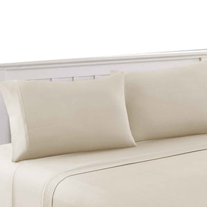 0.2" x 66" x 96" Microfiber Cream 3 Piece Twin Size Plain Sheet Set