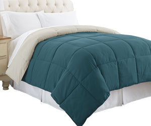 0.2" x 88" x 104" Microfiber Blue and Gray King Size Box Quilted Reversible Comforter