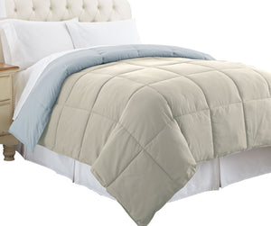 0.2" x 88" x 104" Microfiber Gray and Blue King Size Box Quilted Reversible Comforter