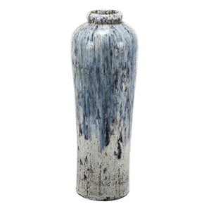Terracotta Vase with Sprinkled Texture and Small Opening, Multicolor