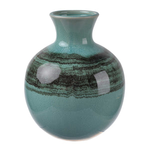 Decorative Ceramic Vase with Crackled Texture, Small, Blue and Black