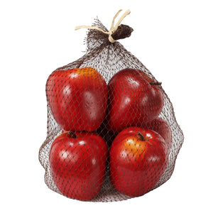 Decorative 6 Piece Artificial Apple in Plastic Net Bag, Red