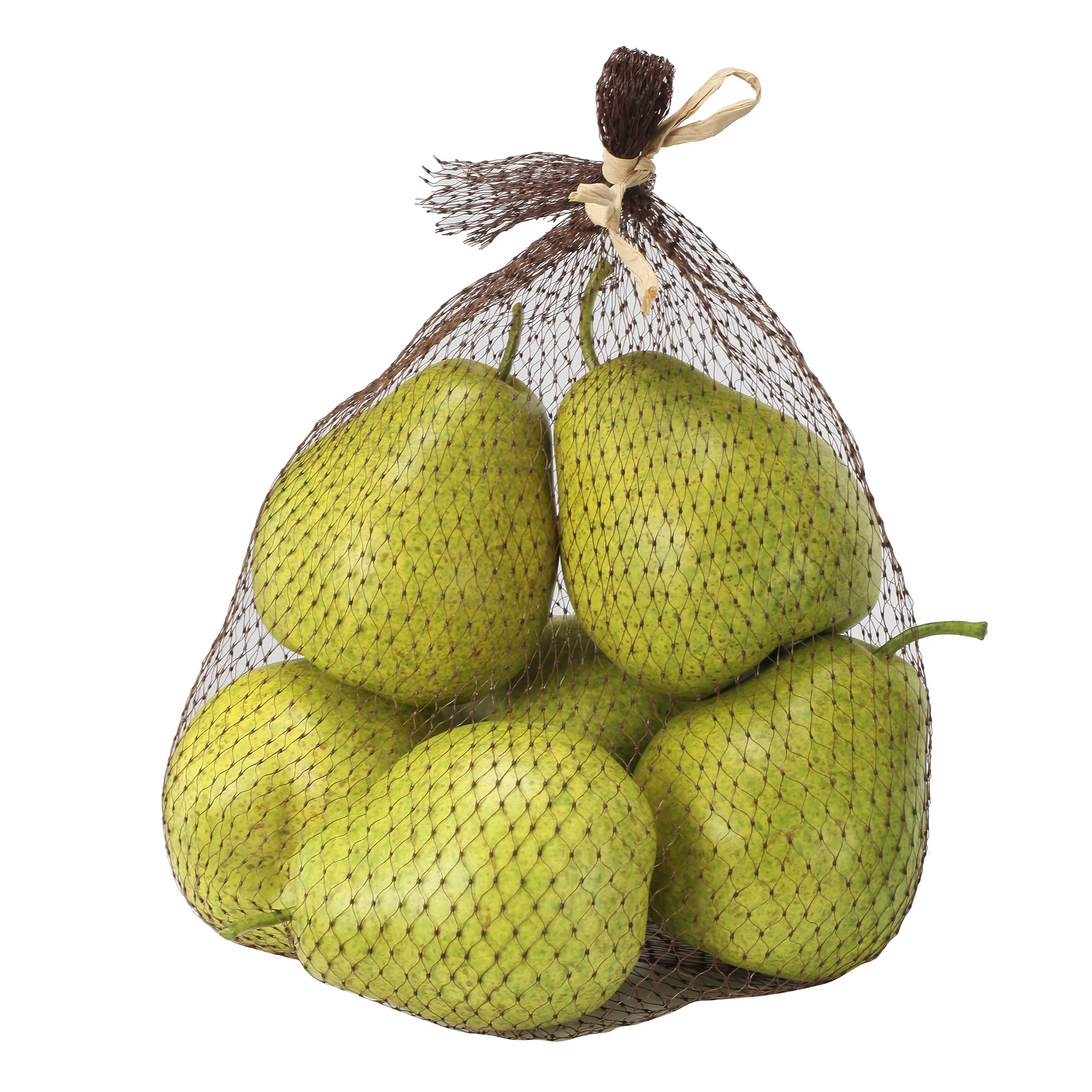 Decorative 6 Piece Artificial Pear in Plastic Net Bag, Green