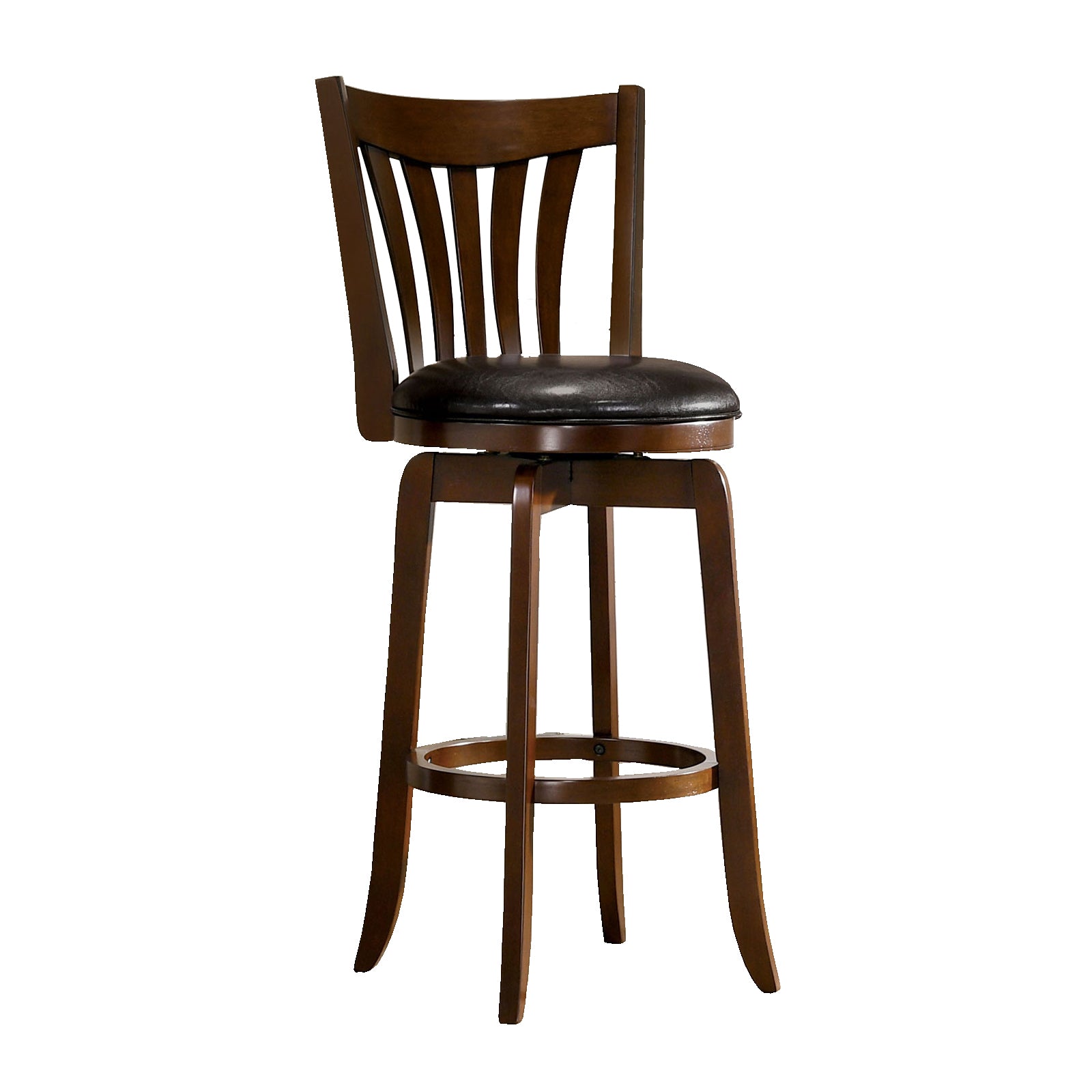 Wood and Fabric Bar Height Stool with Swivel Mechanism, Brown