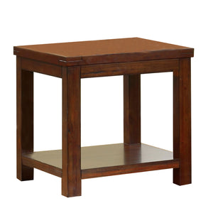 Square Shaped End Table with Open Bottom Shelf, Brown