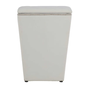 Transitional Style Angled Hamper with Nailhead Trims, White and Black