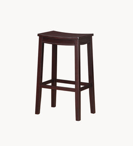 Traditional Style Wooden Bar Stool with Saddle Seat, Brown