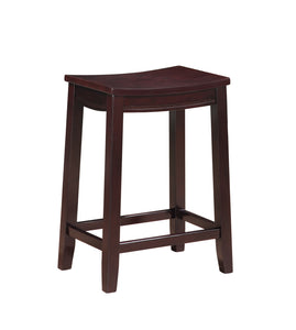 Traditional Style Wooden Counter Stool with Saddle Seat, Brown