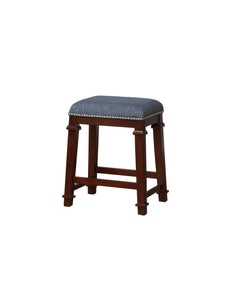 Transitional Wooden Counter Stool with Nailhead Trims, Brown and Gray