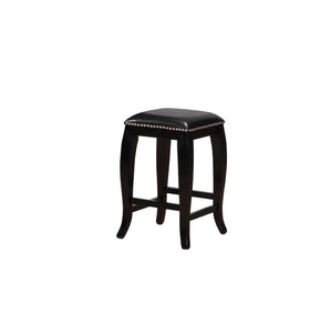 Contemporary Style Wooden Counter Stool with Nailhead Trims, Black