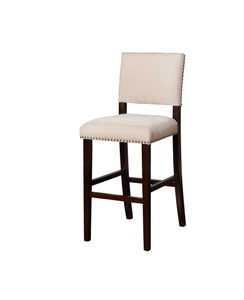 Transitional Wooden Bar Stool with Nailhead Trims, Beige and Brown