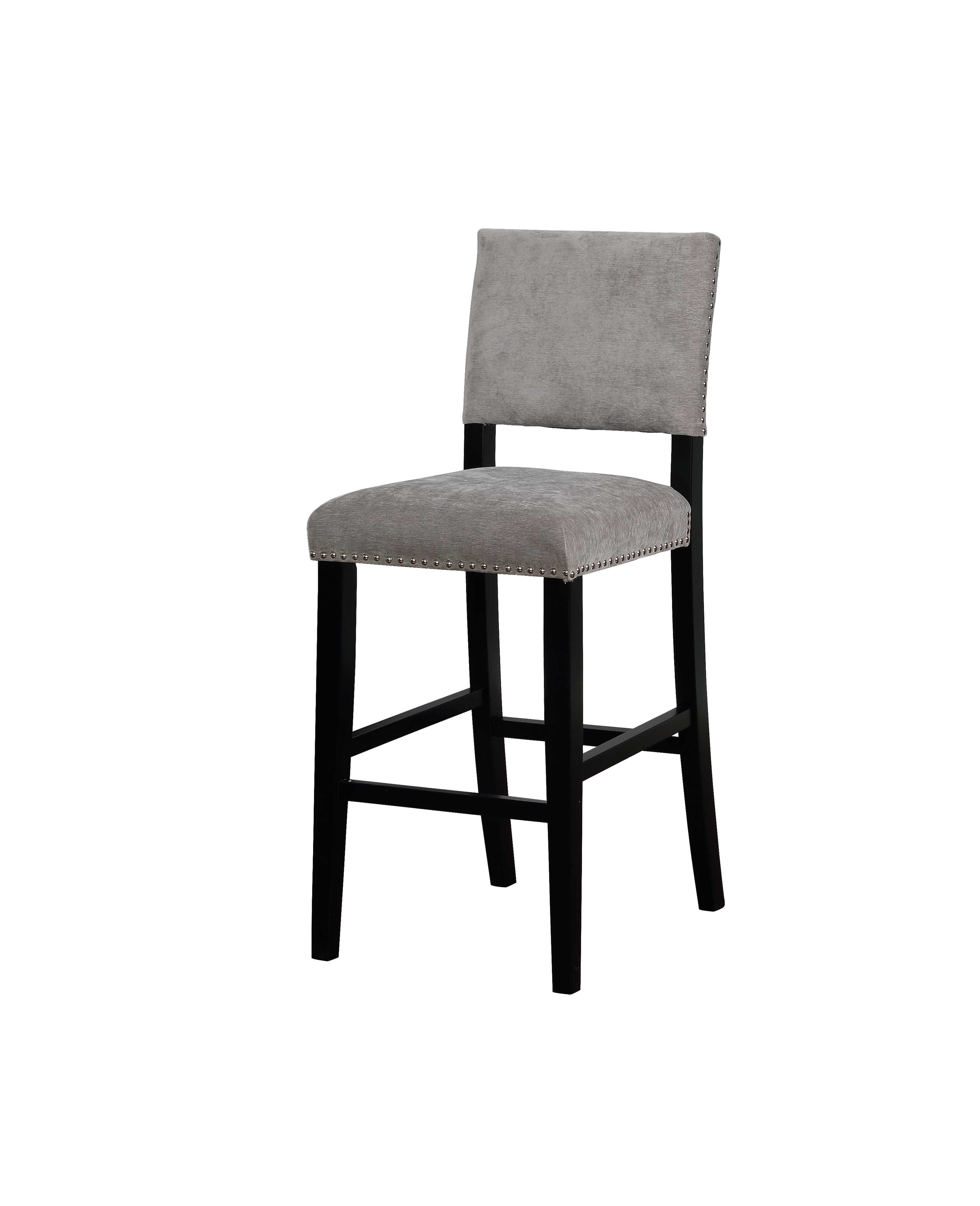 Transitional Style Wooden Bar Stool with Footrest, Gray and Black