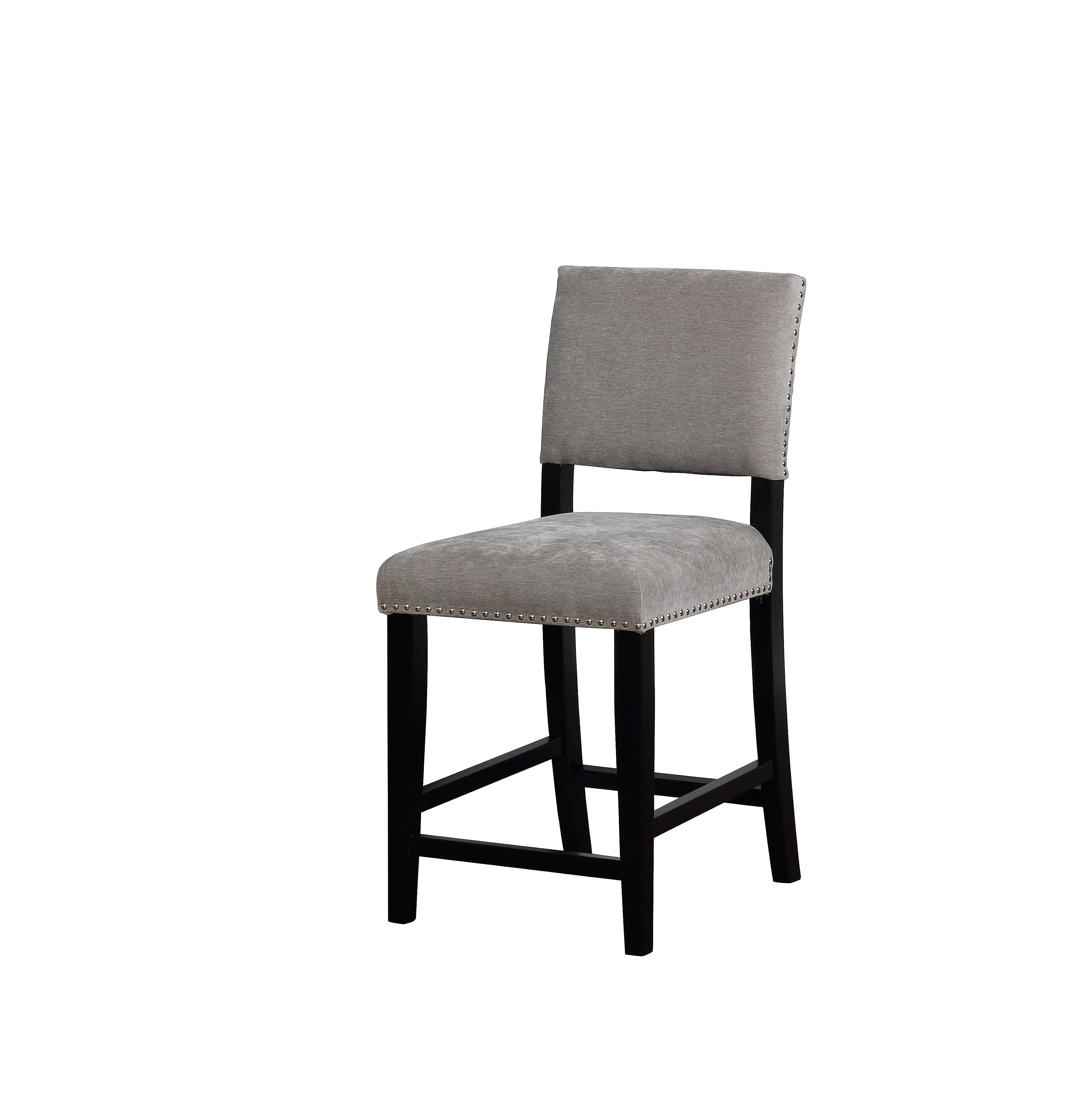 Transitional Style Wooden Counter Stool with Footrest, Gray and Black