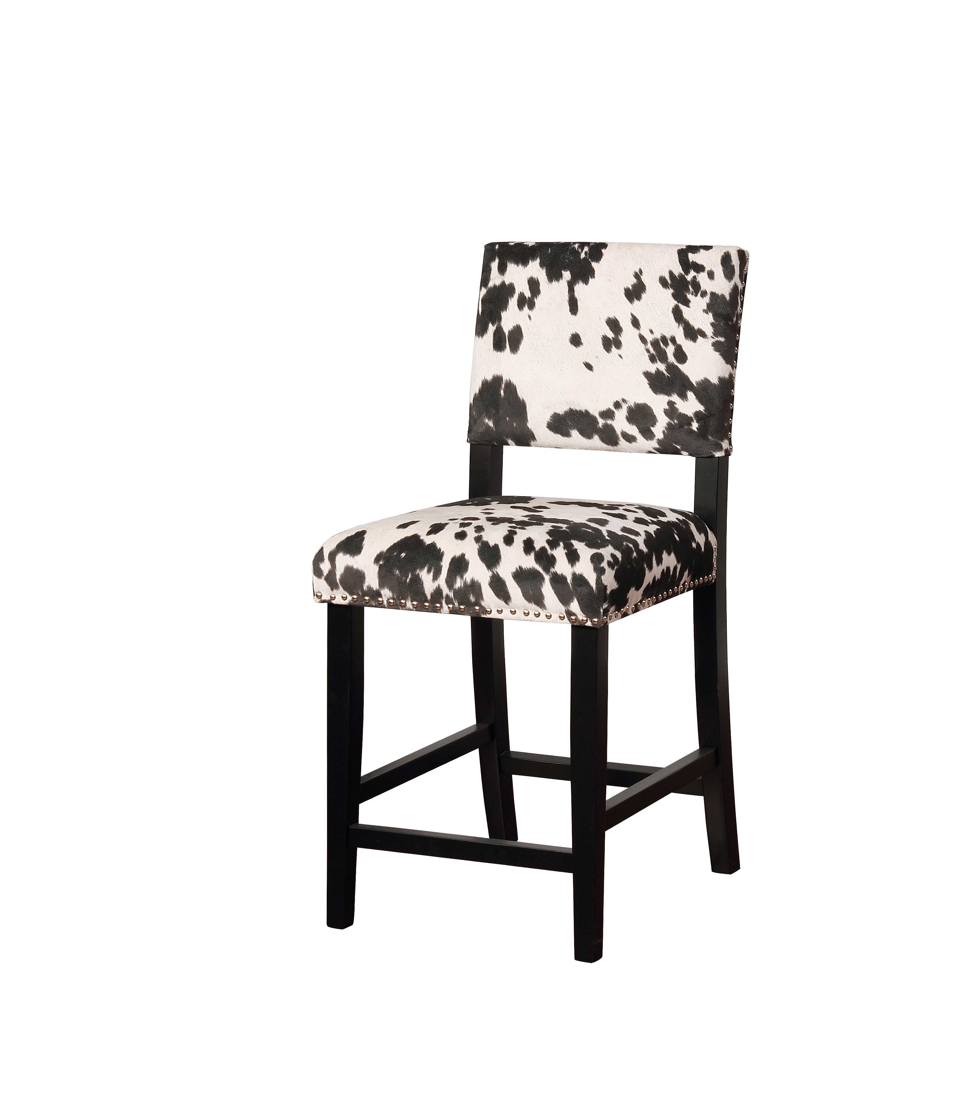 Traditional Style Wooden Counter Stool with Footrest, Black and White