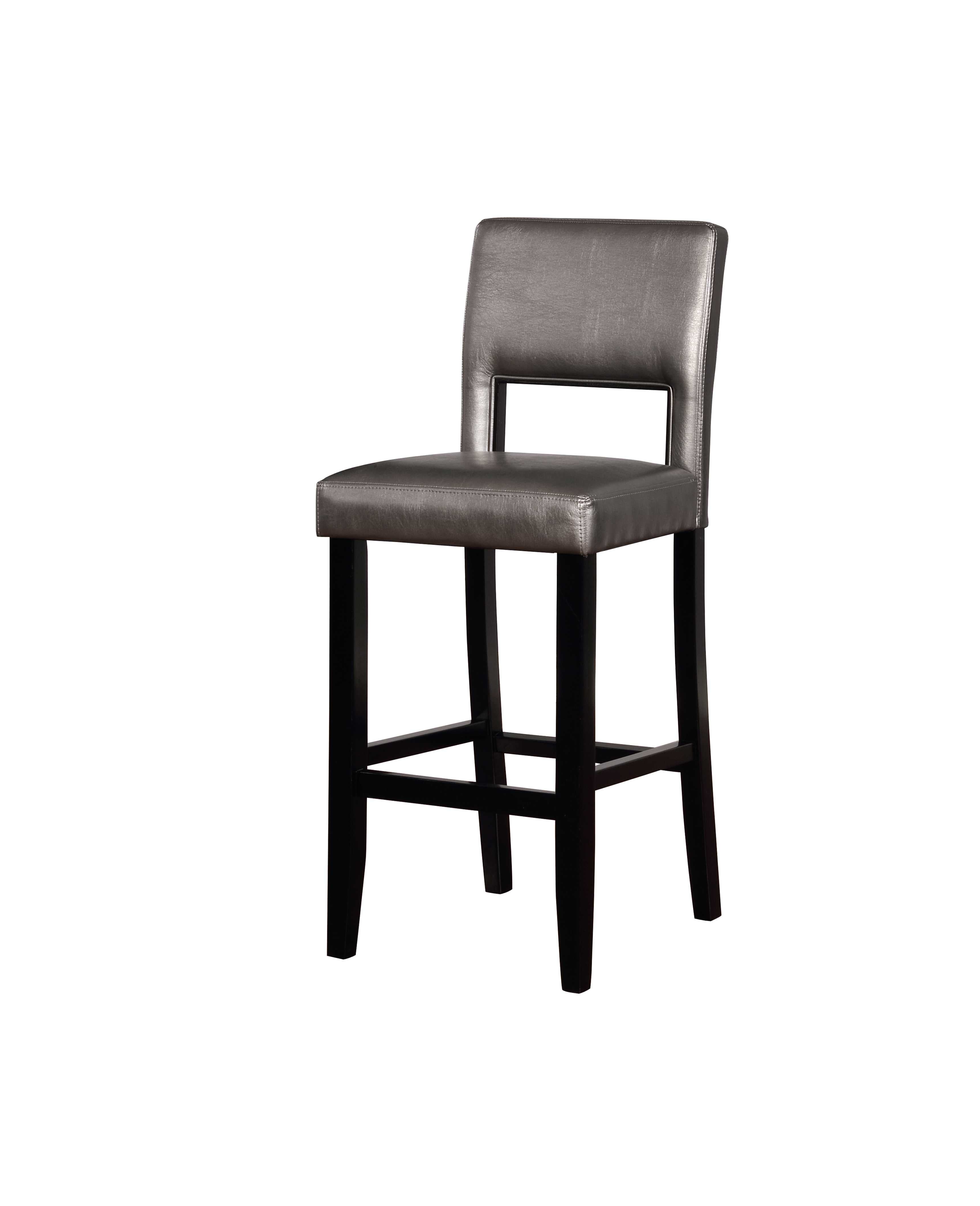 Contemporary Style Wooden Bar Stool with Footrest, Black and Gray