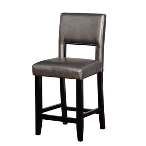 Contemporary Style Wooden Counter Stool with Footrest, Black and Gray