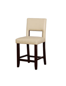 Contemporary Style Wooden Counter Stool with Footrails,Cream and Brown