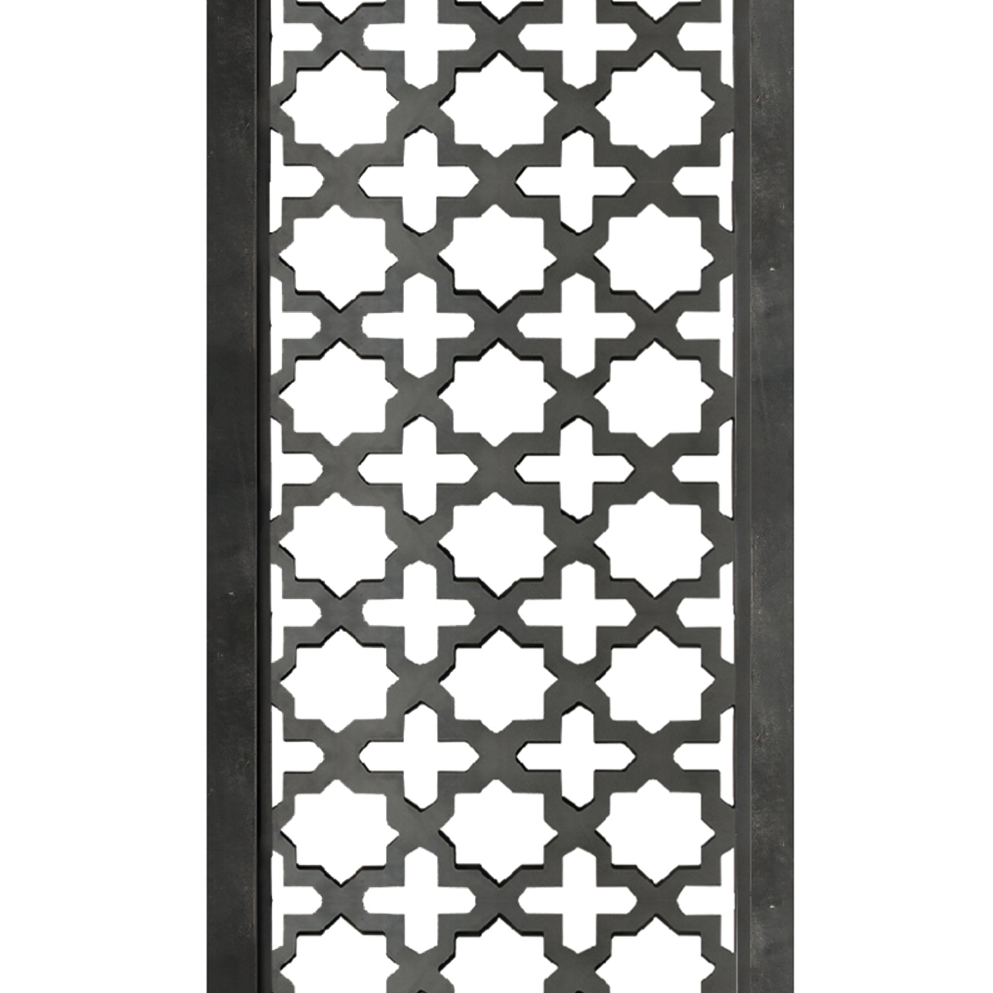 Rectangular Mango Wood Wall Panel with Cutout Lattice Pattern, Burnt Black