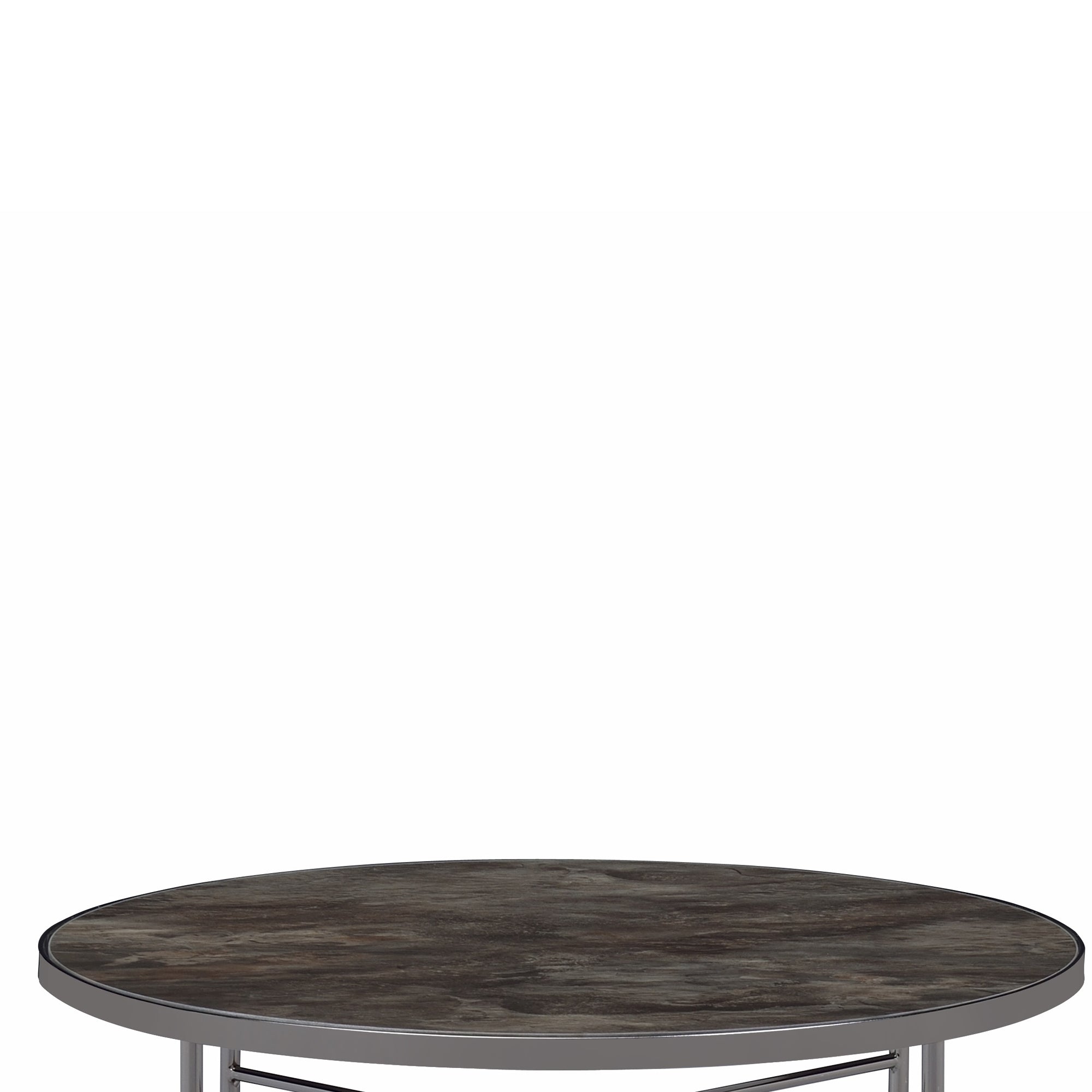 Contemporary Style Metal Framed End Table with Marble Top, Gray