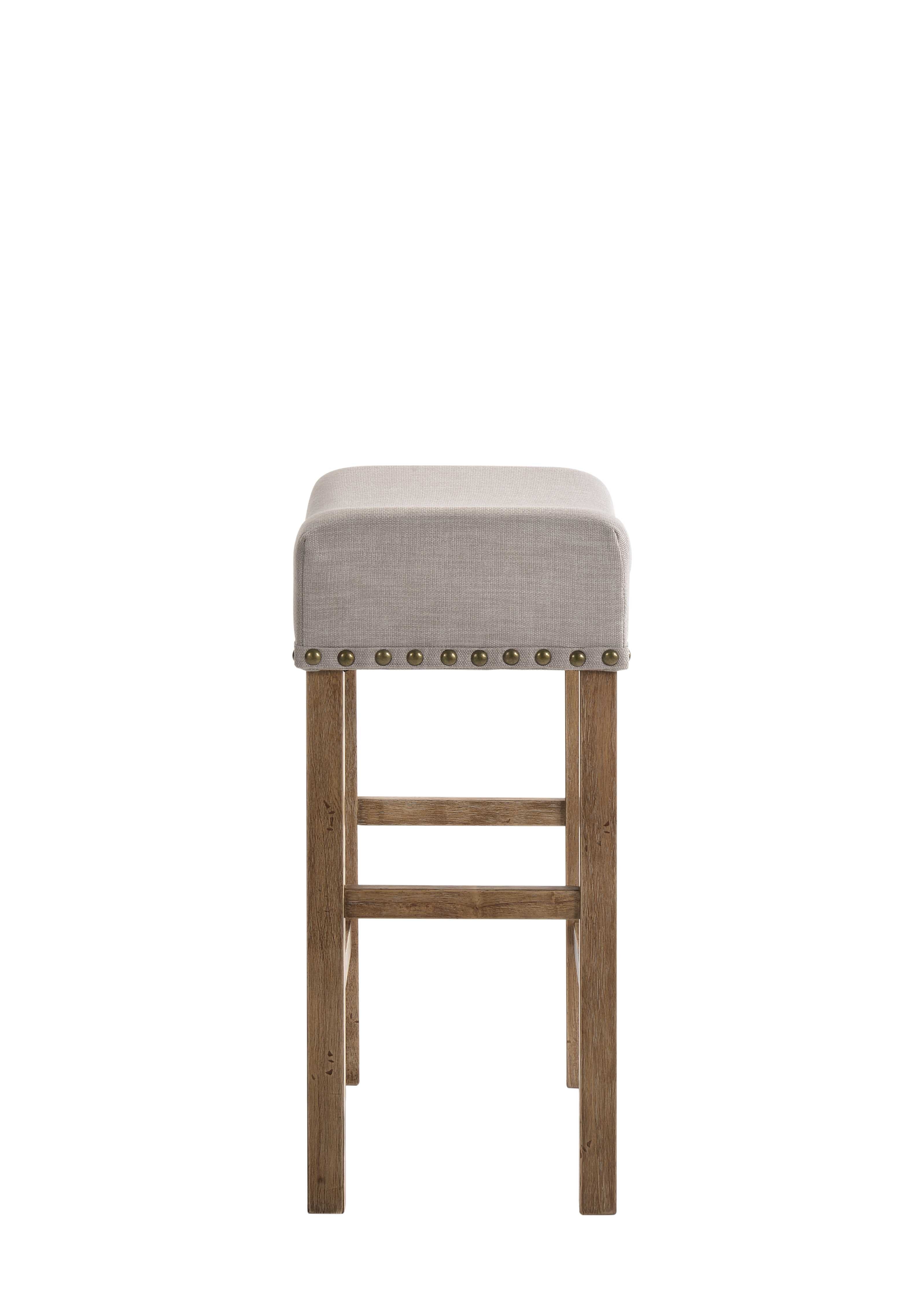 Fabric Upholstered Wooden Counter Height Stool,Set of 2,Brown and Gray