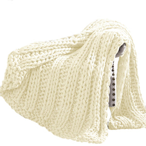 Dreux Acrylic Cable Knitted Chunky Throw , Cream