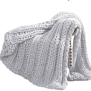 Dreux Acrylic Cable Knitted Chunky Throw , Silver