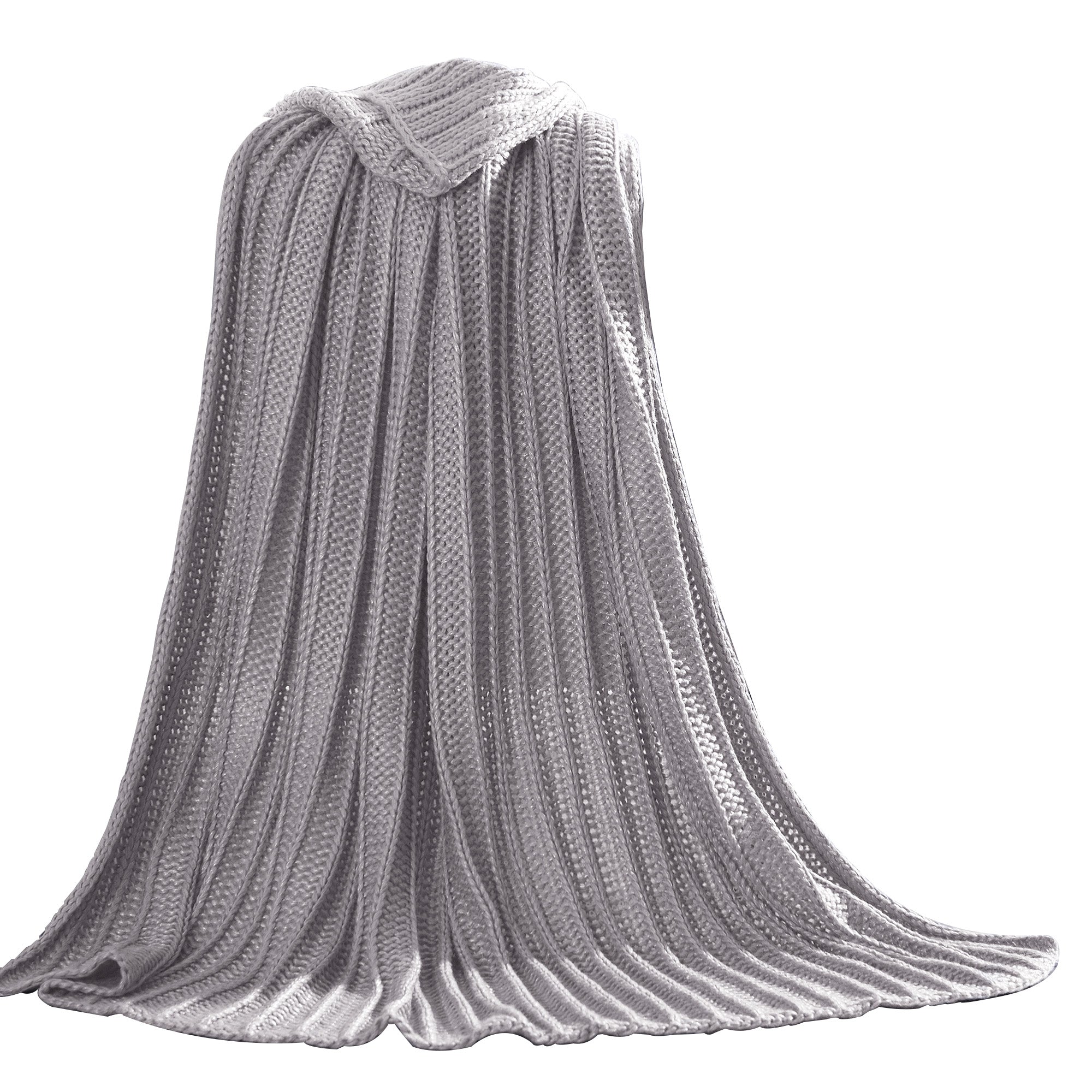 Gers Knitted Throw with Woven Metallic Threads , Gray