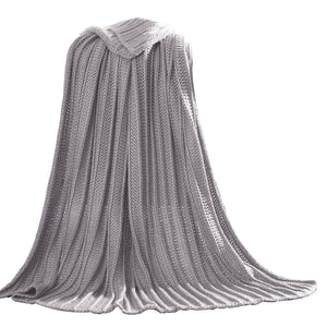 Gers Knitted Throw with Woven Metallic Threads , Gray