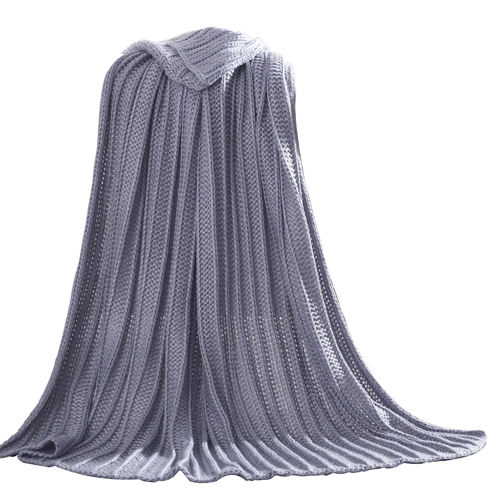 Gers Knitted Throw with Woven Metallic Threads , Blue