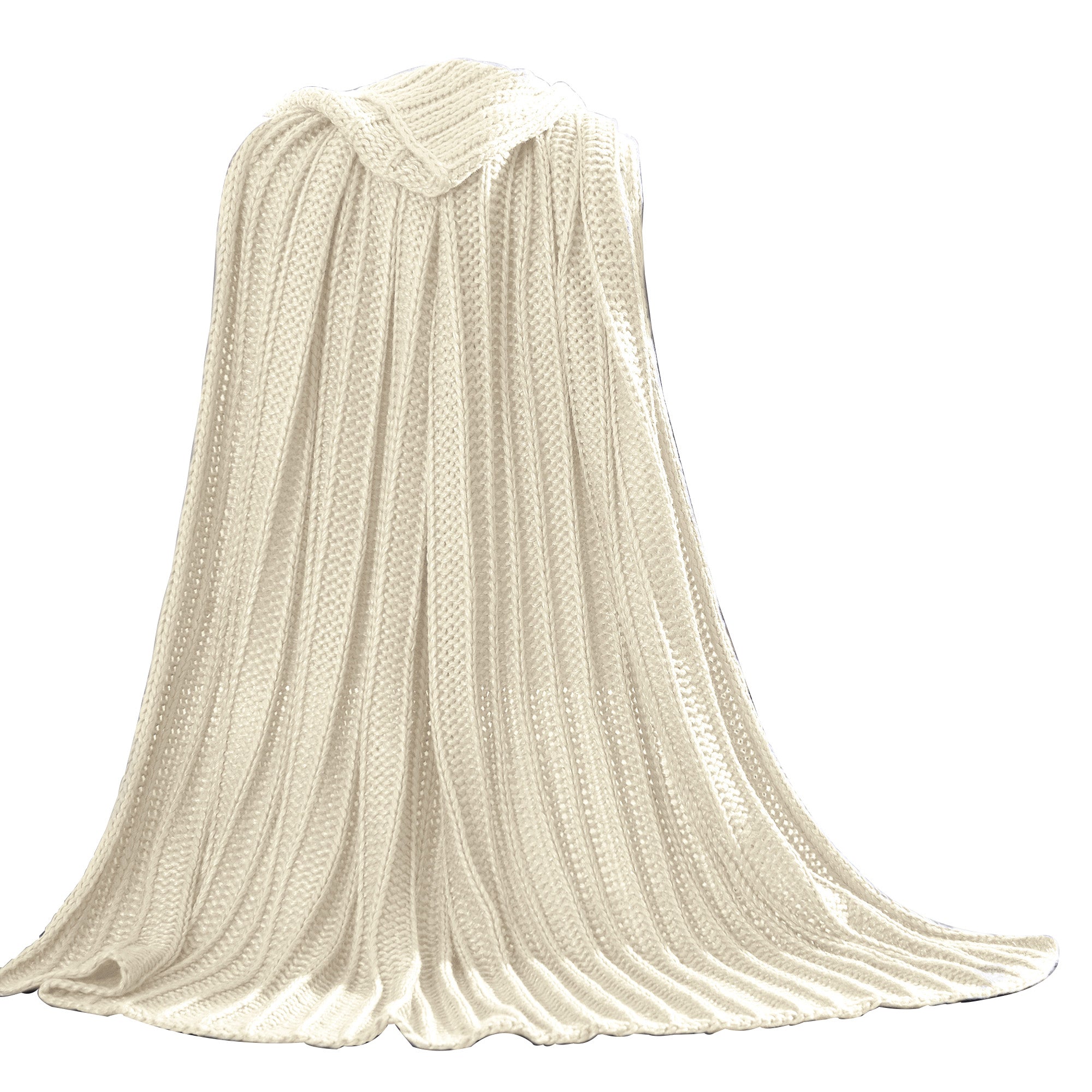 Gers Knitted Throw with Woven Metallic Threads , White