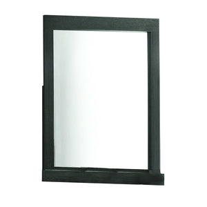 Rectangular Wooden Framed Mirror with Beveled Edge, Gray and Silver