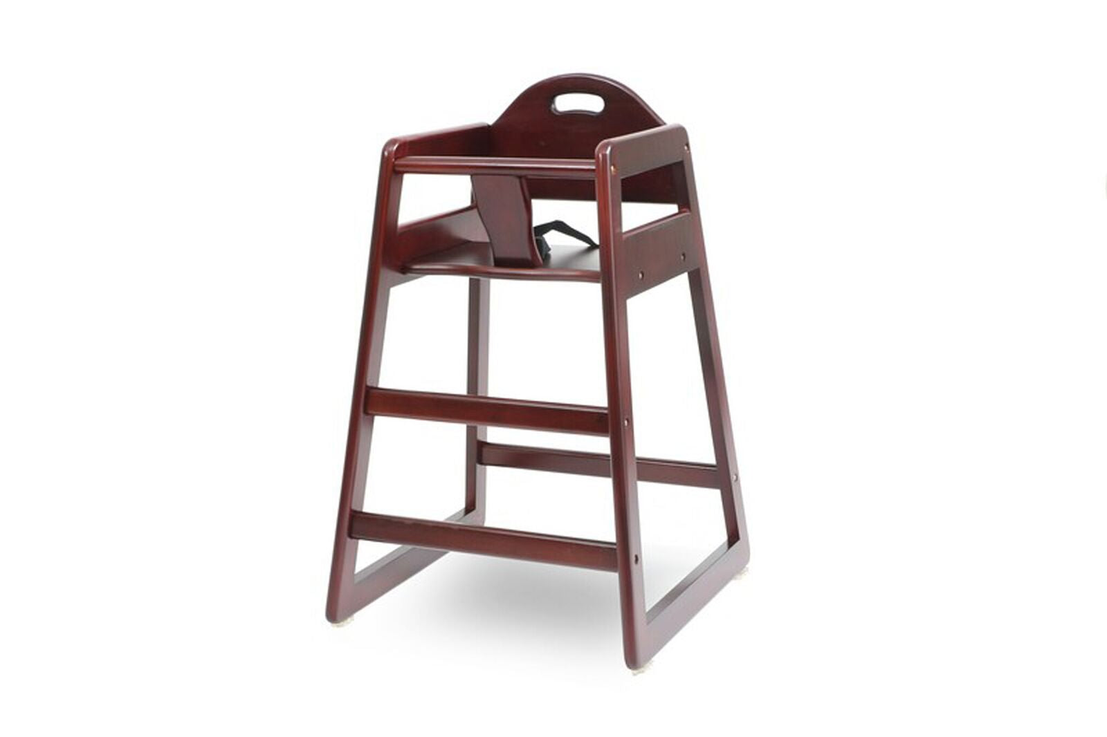 Wooden High Chair for Babies with Safety Belt, Cherry Brown