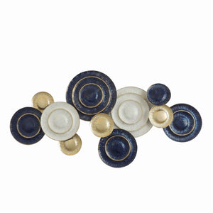 Round Metal Disc Wall Decor with Ribbed Details, Multicolor