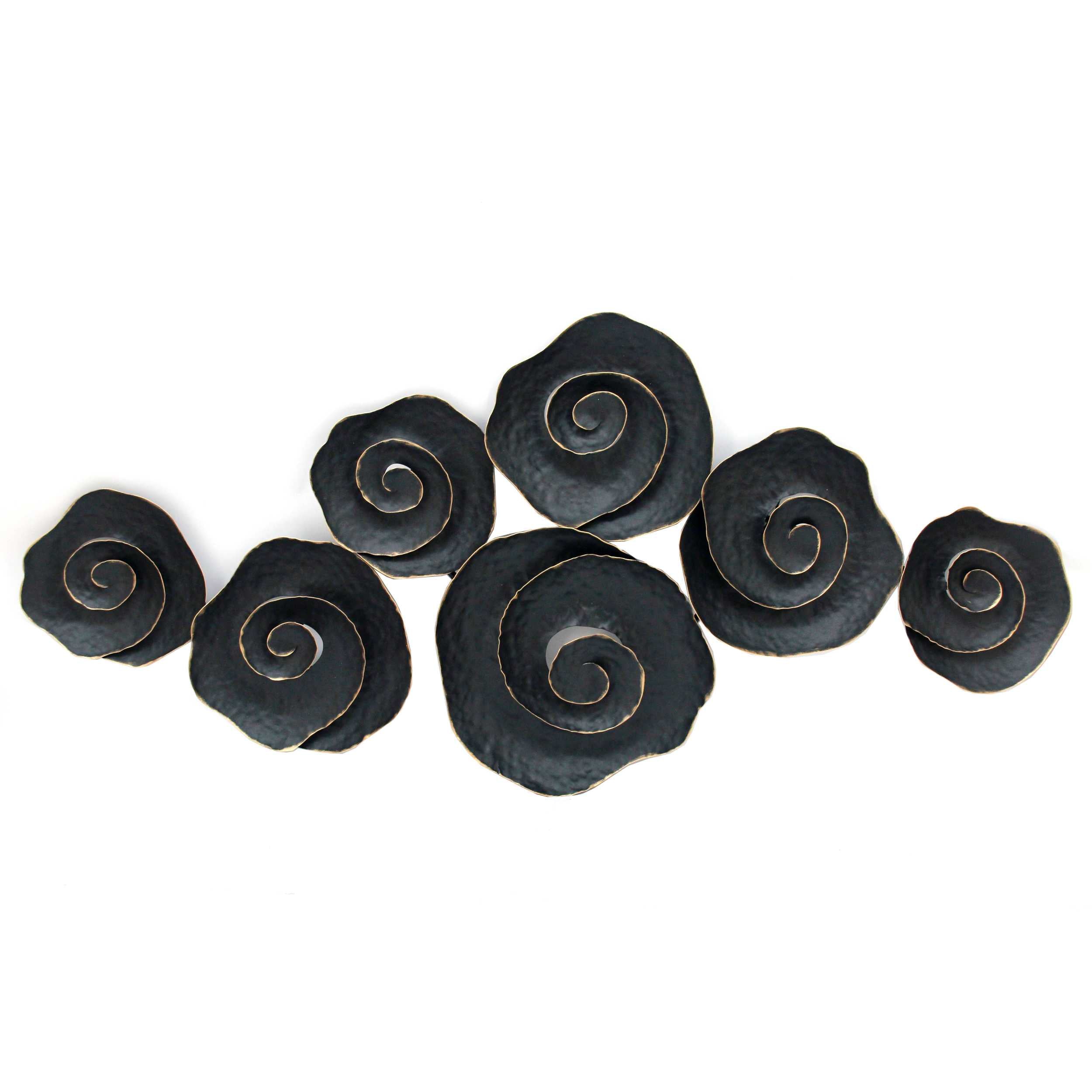 Decorative Metal Rose Wall Decor with Intricate Details,Gold and Black