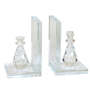 Glass Made Chess Piece Bookend, Pair of 2, Clear