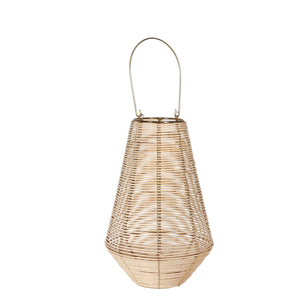 Diamond Decorative Rattan Hurricane Lantern, Small, Beige and Gold