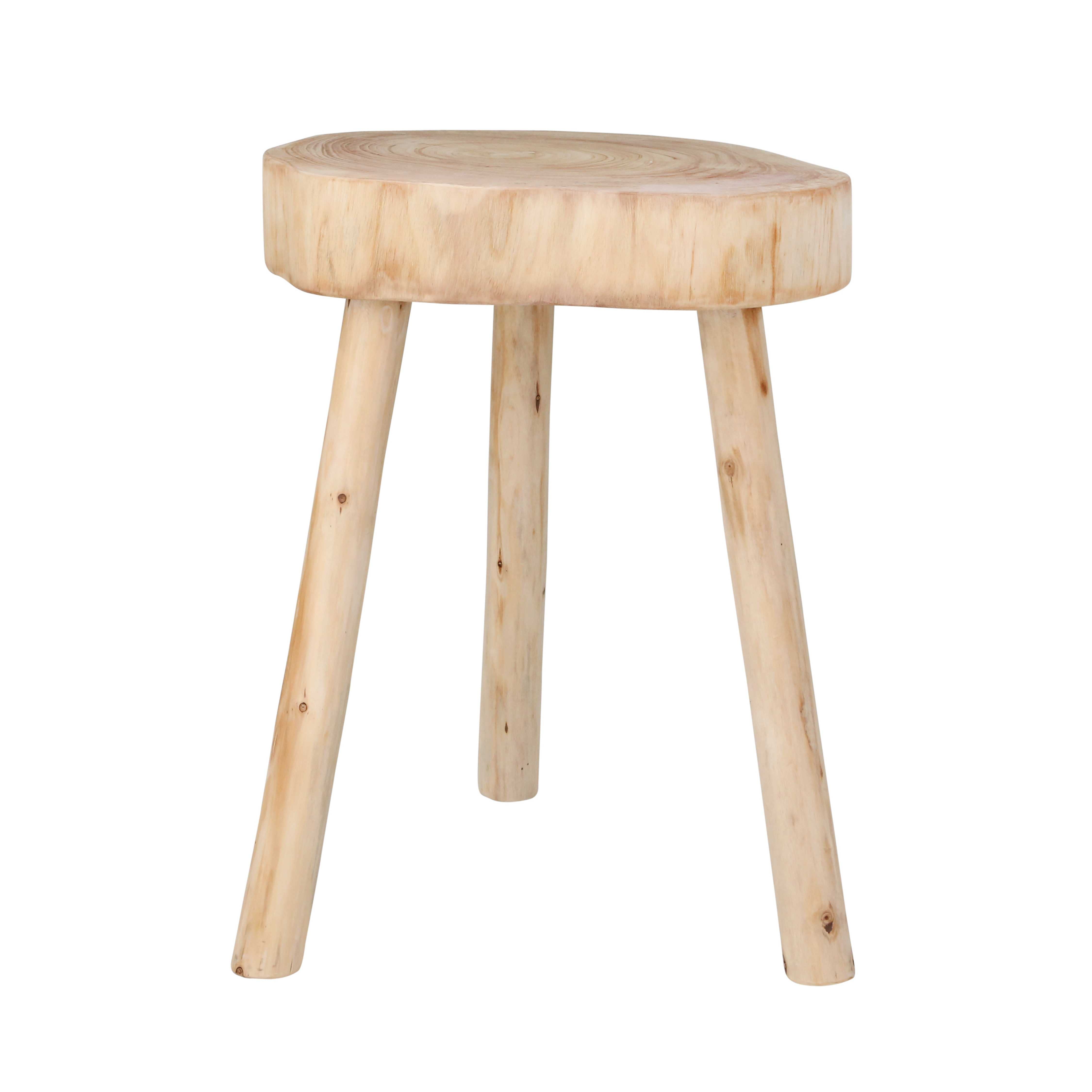 Wooden Contemporary Accent Table with Texture Rings, Beige