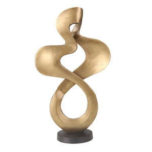 Aluminum Sculpture with Twisted Pattern and Round Base, Gold