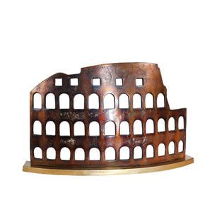 Aluminium Colosseum Sculpture with Rustic Details, Brown
