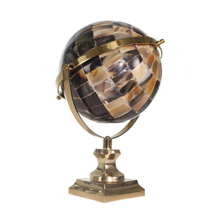 Splotched Decorative Horn Globe with Metal Frame, Multicolor