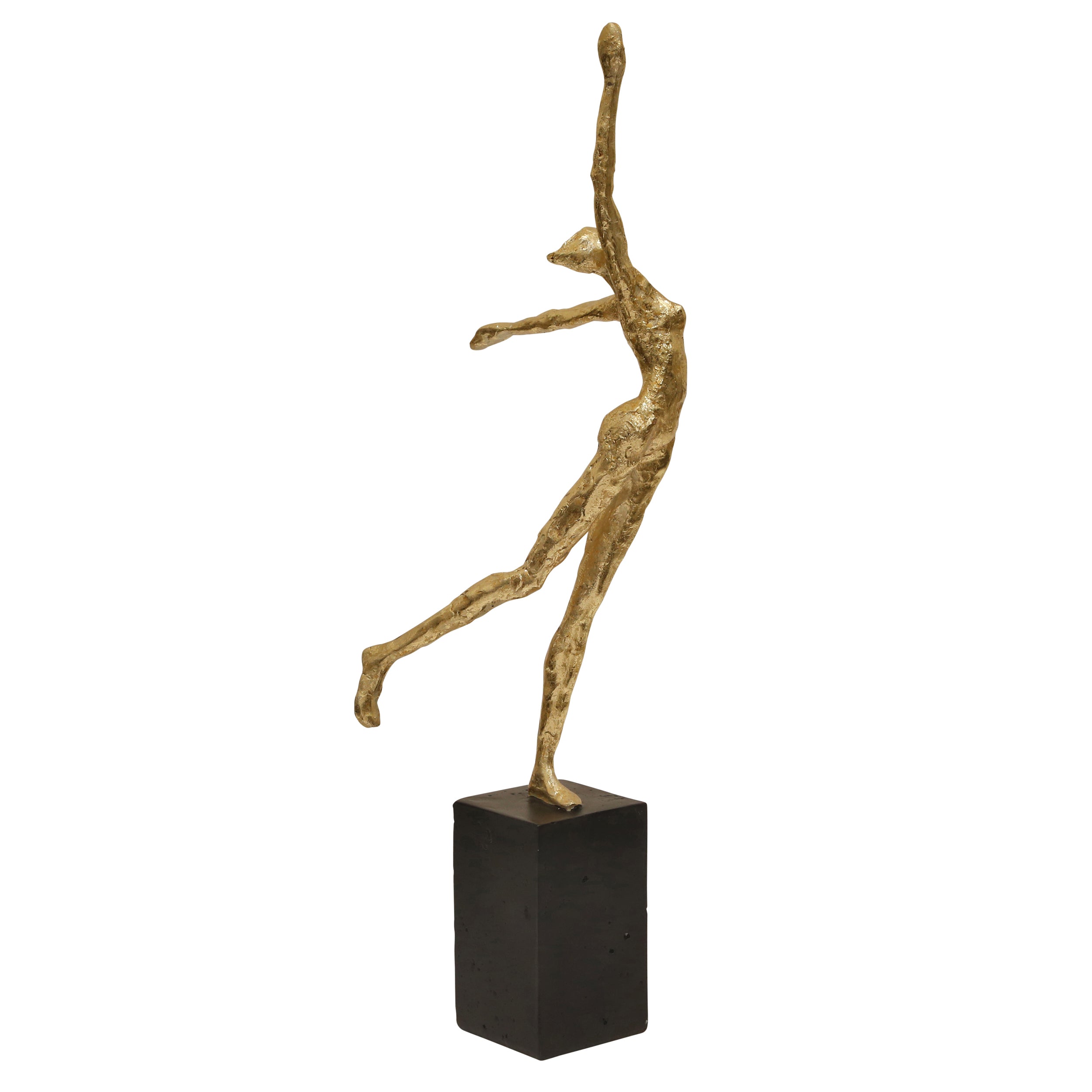 Polyresin Upright Female Gymnast Figurine Table Decor, Gold and Black