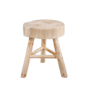 Farmhouse Style Wooden Stool with Angled Legs Supoort, Beige