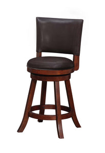 24 Inch Leatherette Round Seat Swivel Counter Stool, Set of 2, Brown