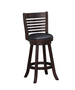 Swivel Barstool with Leatherette Seating, Set of 2, Brown and Black