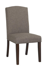 Fabric Upholstered Dining Chair with Curved Back, Set of 2, Gray and Brown