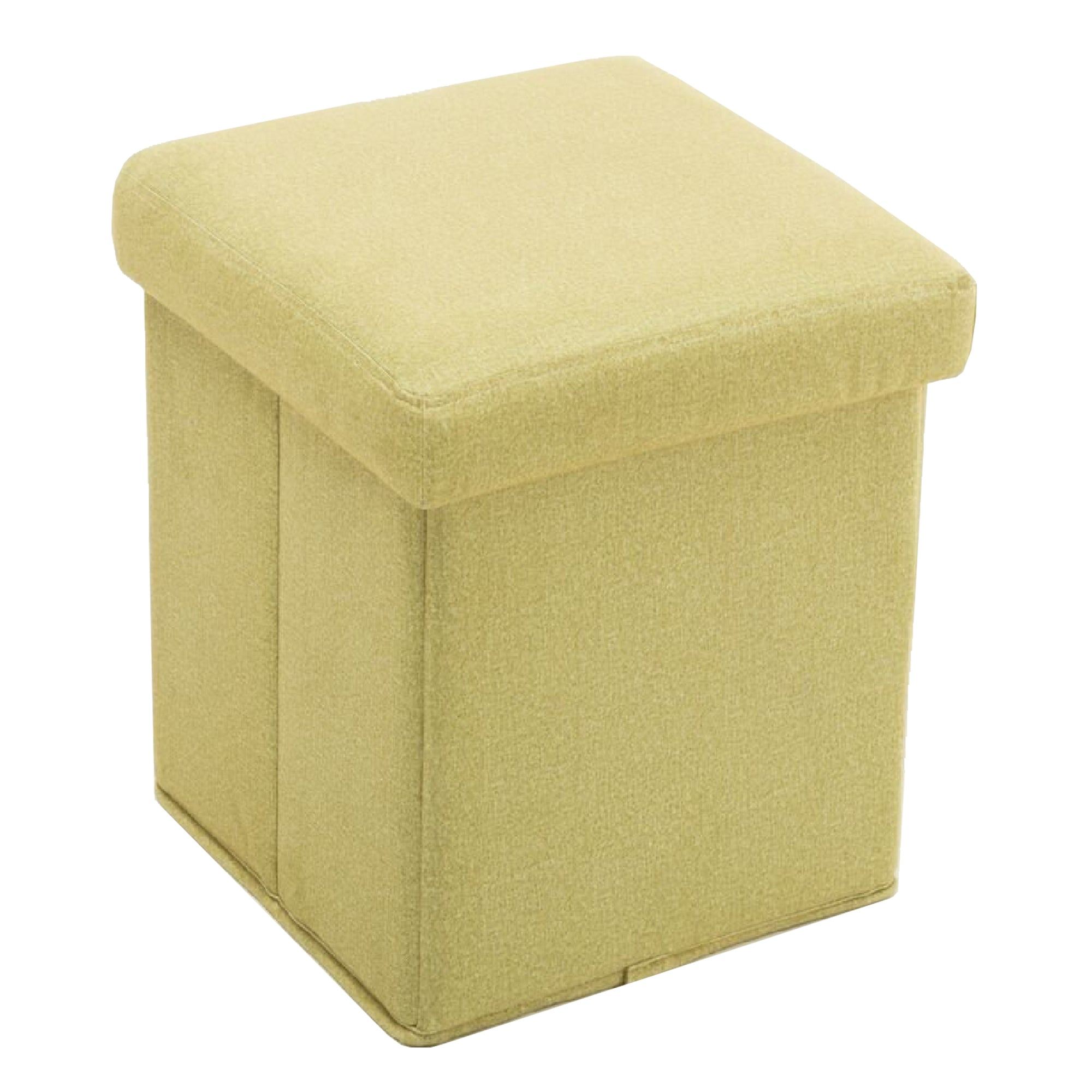 Fabric Upholstered Wooden Frame Foldable Storage Ottoman, Yellow