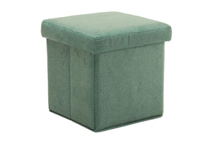 Fabric Upholstered Wooden Frame Foldable Storage Ottoman, Green